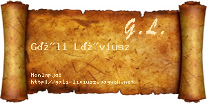 Gáli Líviusz névjegykártya